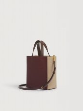 画像2: MARNI トープ、バーガンディ＆ブラウン レザー Museo Soft ミニバッグ (2)