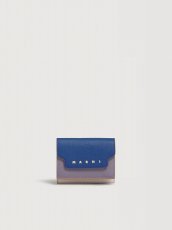 画像1: MARNI ブルー、パープル＆ホワイト サフィアーノレザー 三つ折りウォレット (1)