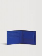 画像2: MARNI ブルー ライトブラウン レザー コントラストステッチ 二つ折りウォレット (2)