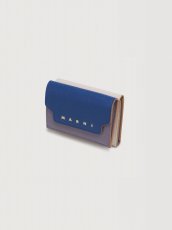 画像4: MARNI ブルー、パープル＆ホワイト サフィアーノレザー 三つ折りウォレット (4)