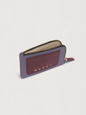 画像2: MARNI パープル、ルビー＆トープ サフィアーノレザー 箔押しロゴ Trunk ジップカードホルダー (2)