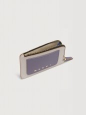 画像2: MARNI クリーム、パープル、＆ブルー サフィアーノレザー 箔押しロゴ Trunk ジップカードホルダー (2)