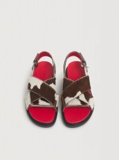 画像4: MARNI ホワイト＆ブラウン カウプリント ポニーヘア Fussbett (4)