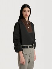 画像3: MARNI ブラック コントラストカラーのビブインサート付きポプリンシャツ (3)