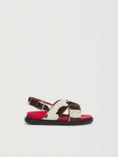画像1: MARNI ホワイト＆ブラウン カウプリント ポニーヘア Fussbett (1)