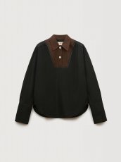 画像1: MARNI ブラック コントラストカラーのビブインサート付きポプリンシャツ (1)