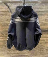 画像2: QBISM  Constrasting stripe wool zipup hoodie jacket (2)