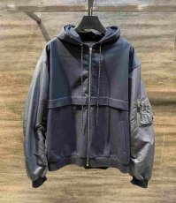 画像1: QBISM  Patchwork MA-1/vintage denim / twill zipup hoodie jacket (1)