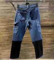 画像2: QBISM  double knee contrasting stripe remake vintage denim pants (2)