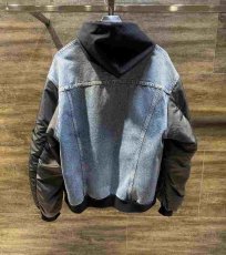 画像2: QBISM  Patchwork MA-1/vintage denim / twill zipup hoodie jacket (2)