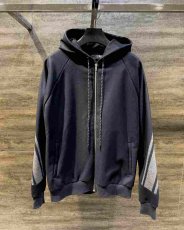 画像1: QBISM  Constrasting stripe wool zipup hoodie jacket (1)