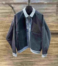 画像1: QBISM  Patchwork contrasted vintage denim zipup blouson (1)