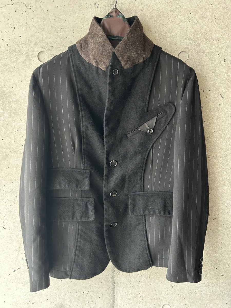 画像4: KHOKI コッキ  Combination boiled wool blazer Black (4)
