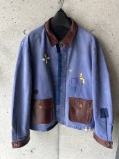 画像1: KHOKI コッキ  Vintage-finished work jacket Blue (1)