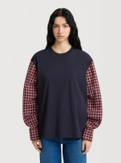 画像2: MARNI  ディープブルー コットン チェックシャツスリーブ Tシャツ (2)