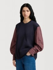 画像4: MARNI  ディープブルー コットン チェックシャツスリーブ Tシャツ (4)