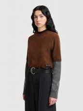 画像3: MARNI  ブラウン カシミヤ レイヤードエフェクト ジャンパー (3)
