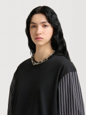 画像5: MARNI  ブラック コットン ストライプシャツスリーブ Tシャツ (5)