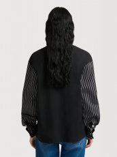 画像3: MARNI  ブラック コットン ストライプシャツスリーブ Tシャツ (3)