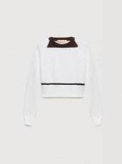 画像1: MARNI  ホワイト コットン コントラストネック ジャンパー (1)