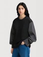 画像4: MARNI  ブラック コットン ストライプシャツスリーブ Tシャツ (4)