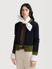 画像3: MARNI  ディープブルー ウールブレンド コントラストトリム カーディガン (3)