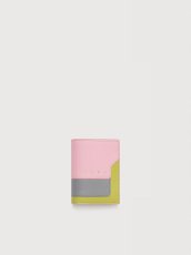 画像1: MARNI ピンク、グレー＆グリーン レザー 二つ折りウォレット (1)