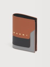画像4: MARNI ブラウン、ブラック＆グレー レザー 二つ折りウォレット (4)