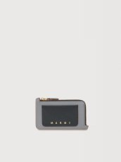 画像1: MARNI ブラウン、ブラック＆グレー レザー Trunkジップカードホルダー (1)