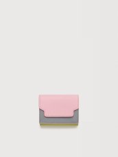 画像1: MARNI ピンク、グレー＆グリーン レザー Trunk三つ折りウォレット (1)