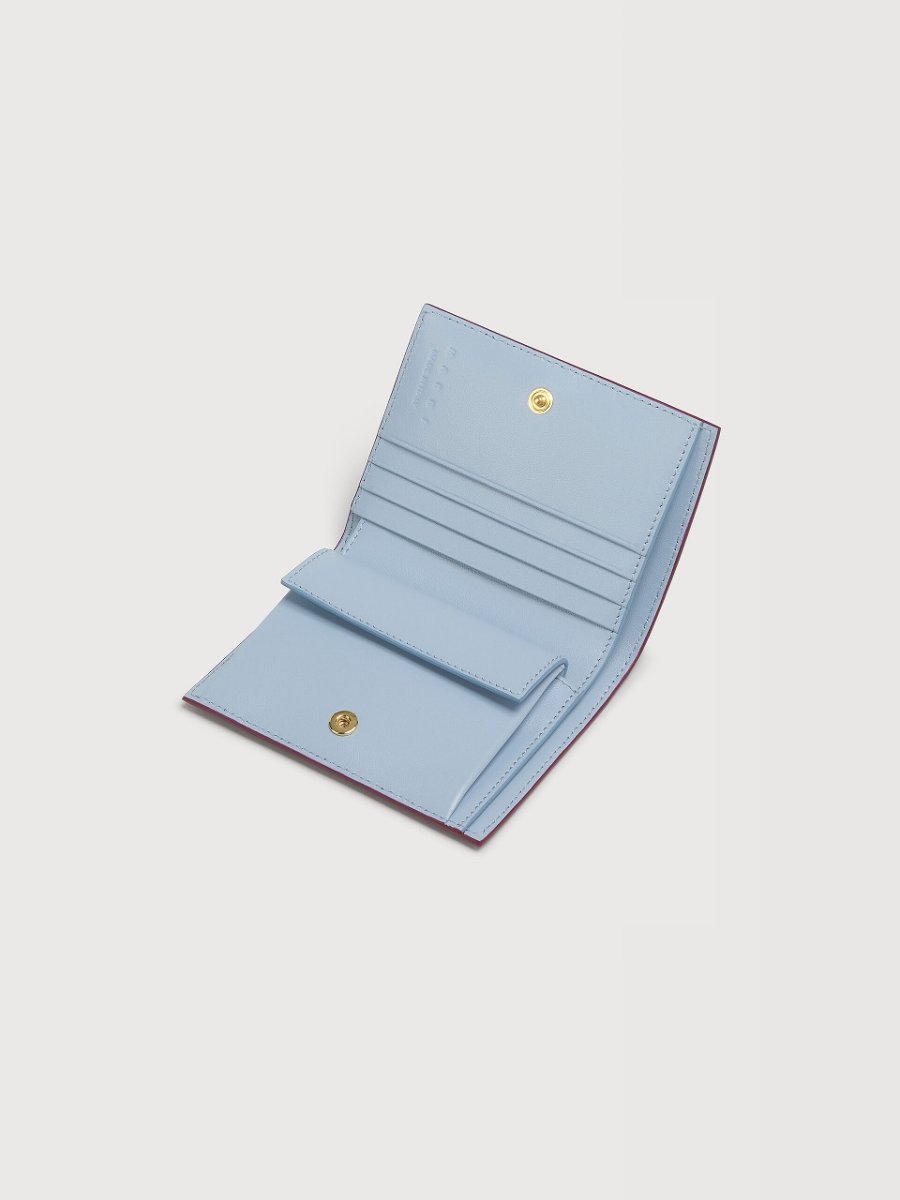 画像5: MARNI バーガンディ レザー Marni Mending 二つ折りウォレット (5)
