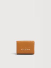 画像1: MARNI ブラウン レザー製三つ折りウォレット、Marni Mending刺繍入り (1)