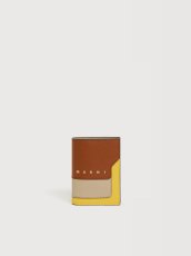 画像1: MARNI イエロー、ブラウン＆トープ サフィアーノレザー 二つ折りウォレット (1)
