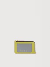 画像1: MARNI ピンク、グレー＆グリーン レザー Trunkジップカードホルダー (1)