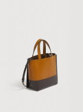 画像3: MARNI ディープブラウン＆タンレザー スモール Museo Edgeバッグ (3)