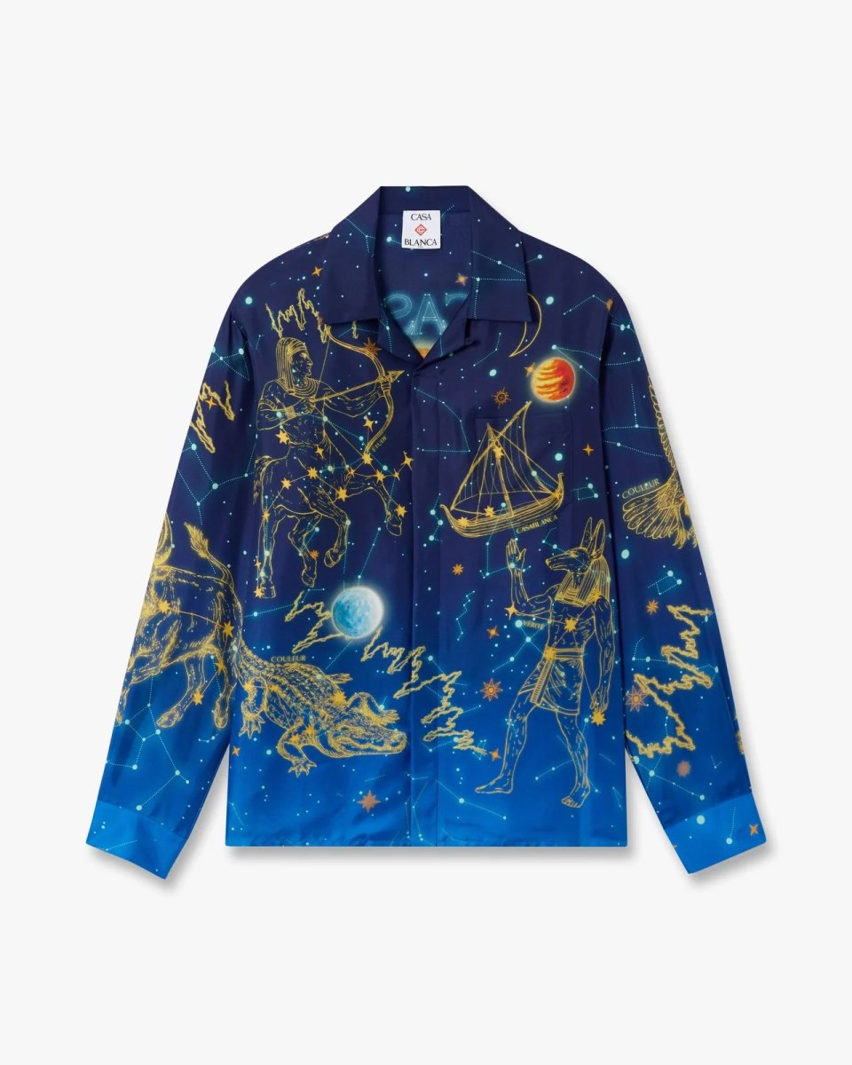 画像1: CASABLANCA　Blue Astrology Long Sleeve Silk Shirt (1)