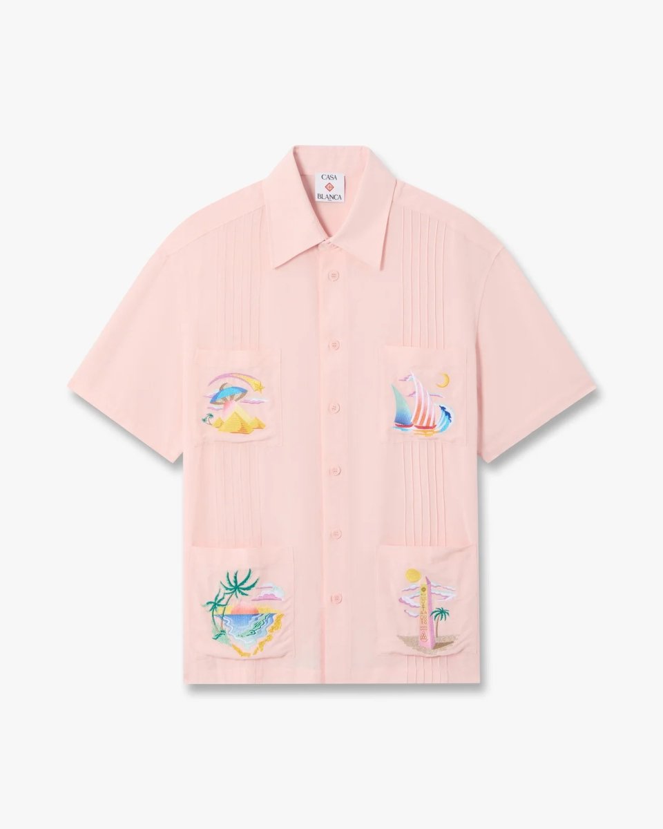 画像1: CASABLANCA　Pink Phantasmagoria Embroidered Short Sleeve Shirt (1)