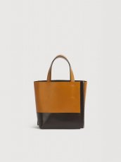 画像4: MARNI ディープブラウン＆タンレザー スモール Museo Edgeバッグ (4)