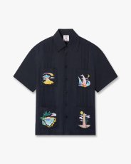 画像1: CASABLANCA　Dark Grey Phantasmagoria Embroidered Short Sleeve Shirt (1)