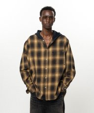 画像1: KAMIYA OG Check Sun-Faded Hooded Shirt (1)