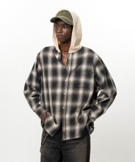 画像1: KAMIYA OG Check Sun-Faded Hooded Shirt (1)