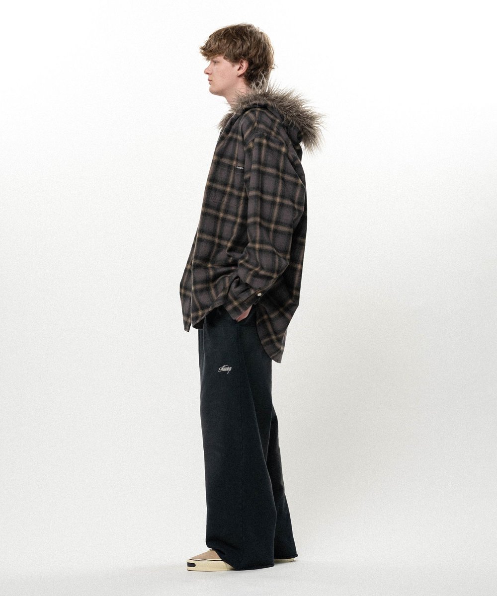 画像5: KAMIYA Fur-Trimmed Hooded Check Shirt (5)