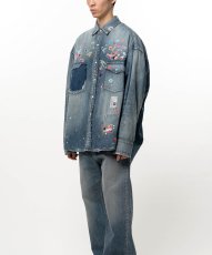 画像2: Kids Sticker Printed Denim Shirt (2)