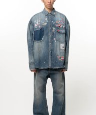 画像1: Kids Sticker Printed Denim Shirt (1)