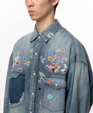 画像4: Kids Sticker Printed Denim Shirt (4)