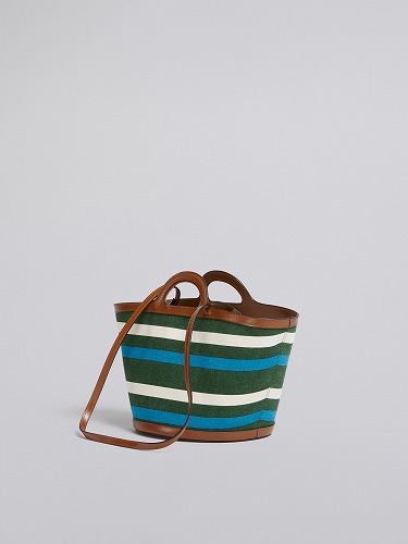 MARNI マルニ TROPICALIAマイクロ レザー&ウォッシュ加工ストライプ ...