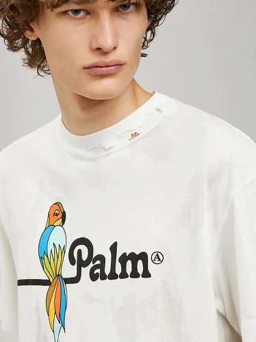 Palm Angels パームエンジェルス PARROT VINTAGE LOGO PRINT T-SHIRT ...