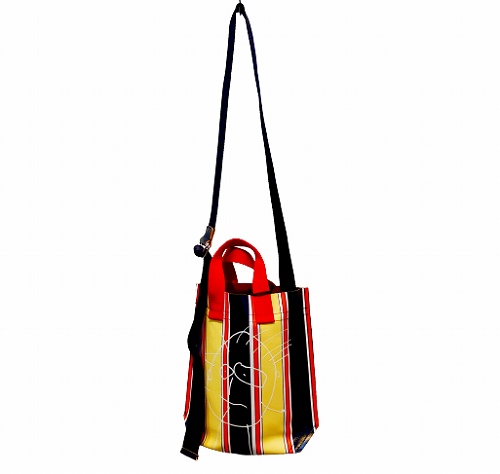 PLAN C プランシー VERTICAL PILI AND BIANCA STRIPED SHOULDER BAG