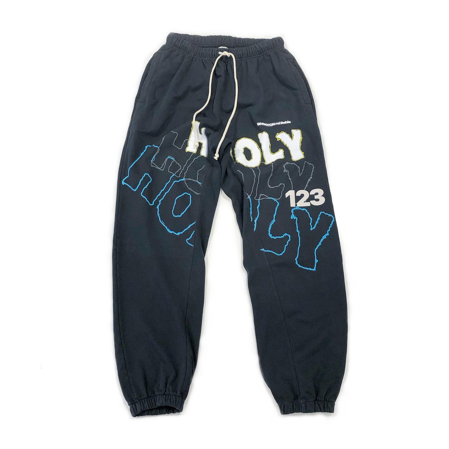 RRR123 RIVINGTON roi Rebis リヴィントンロイレビス BAPTISM SWEAT PANTS ヴィンテージ加工プリントスウェットロングパンツ グレー