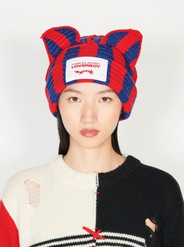 Charles Jeffrey LOVERBOY チャールズジェフリーラバーボーイ STRIPED EARS BEANIE　ストライプ耳ビーニー